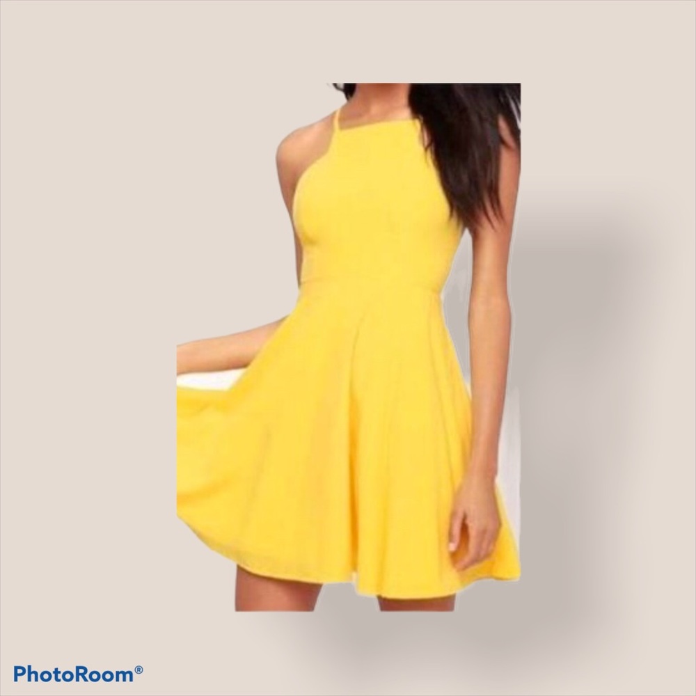 NWT Lulu's Yellow Skater Dress Sz XS